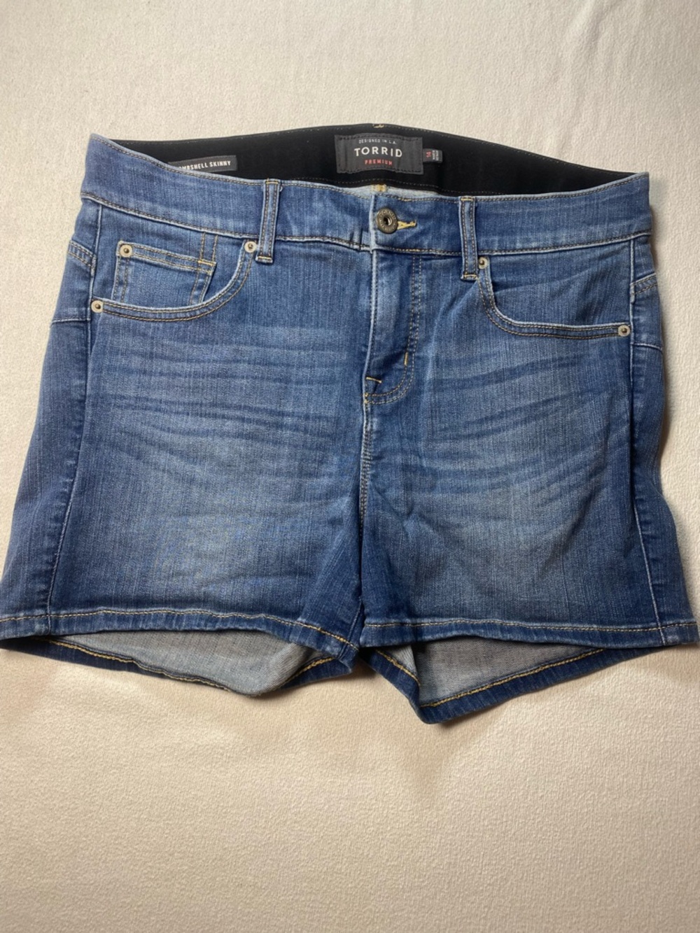 torrid Premium Bombshell Skinny Medium Blue Denim Jean Shorts